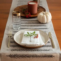West Elm Little Korboose Black Feather Table Runner