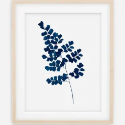 West Elm Living Pattern Framed Print - Indigo Maidenhair Fern No. 2