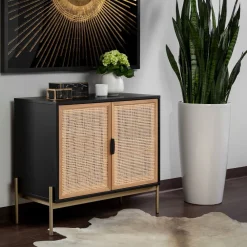 West Elm Lofted Rattan & Wood Buffet (–)