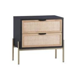 West Elm Lofted Rattan & Wood 2-Drawer Nightstand (25.75")