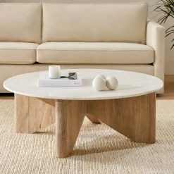 West Elm Maddox Solid Wood & Marble Coffee Table (–)