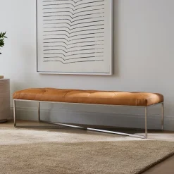 West Elm Maeve Rectangle Leather Bench