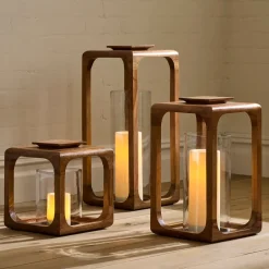 West Elm Mango Wood Lanterns