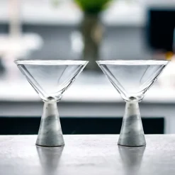 West Elm Marble & Glass Martini Glasses (Set of 2)