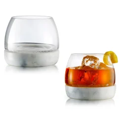 West Elm Marble & Glass Whiskey Glasses (Set of 2)