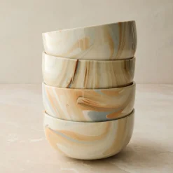 West Elm Marble Swirl Cereal Bowls Sets