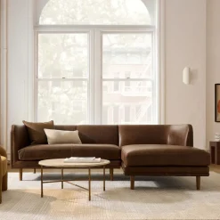 West Elm Marcel Leather 2-Piece Chaise Sectional (95"–105")
