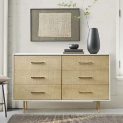 West Elm Margot Raffia 6-Drawer Dresser (56")