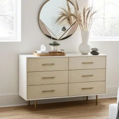 West Elm Margot Raffia 6-Drawer Dresser (56")