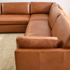 West Elm Marin Leather 3-Piece L-Shaped Sectional (114")