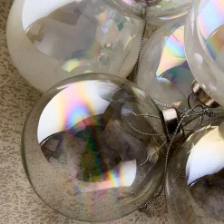 West Elm Medium Glass Ball Ornaments (Set of 9) - Pearl White & Iridescent