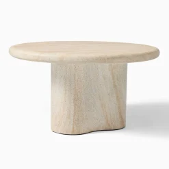 West Elm Menorca Faux Travertine Outdoor Coffee Table (32")