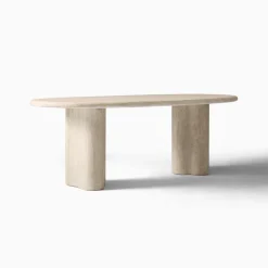 West Elm Menorca Faux Travertine Outdoor Oval Dining Table (86")