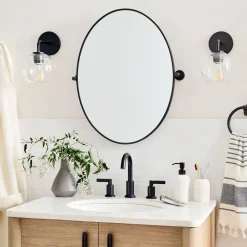 West Elm Metal Frame Pivot Oval Wall Mirror - 26"