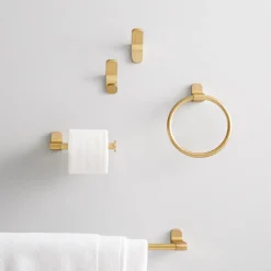 West Elm Mid-Century Contour Bathroom Hardware - Antique Brass