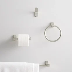 West Elm Mid-Century Contour Bathroom Hardware - Brushed Nickel