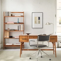 West Elm Mid-Century Desk (52") & Wide Open Bookcase Set