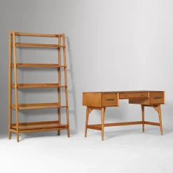 West Elm Mid-Century Desk (52") & Wide Open Bookcase Set