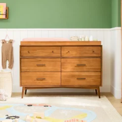 Kids West Elm Mid-Century 6-Drawer Wide Dresser with Removable Topper (56")