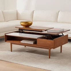 West Elm Mid-Century Marble Pop-Up Coffee Table (48"–60")