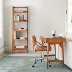 West Elm Mid-Century Mini Desk (36") & Narrow Open Bookshelf Set