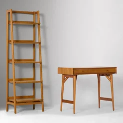 West Elm Mid-Century Mini Desk (36") & Narrow Open Bookshelf Set