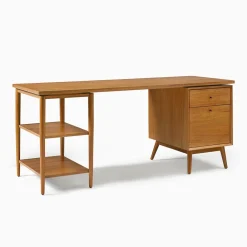 West Elm Mid-Century Modular Desk w/ File Cabinet & Shelves (70") - ADA
