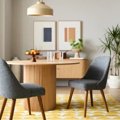 West Elm Mid-Century Upholstered Dining Chair - Wood Legs