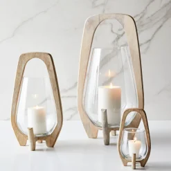 West Elm Mid-Century Whitewashed Wood Lanterns