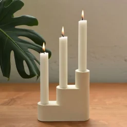 West Elm Misewell Step Ceramic Candelabra - White