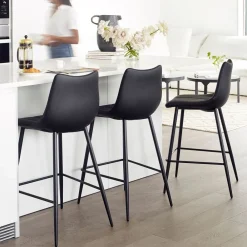 West Elm Modern Channeled Back Bar & s (Set of 2)