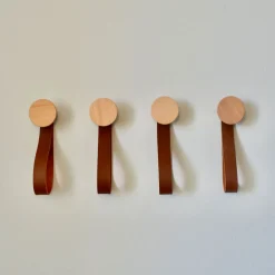 West Elm Modern Home by Bellver Cone Wall Hooks w/ Leather Strap - Set of 4