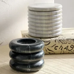 West Elm Modern Marble Round Decorative Boxes