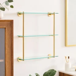 West Elm Modern Overhang Triple Glass Bathroom Shelf