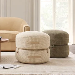 West Elm Modern Round Stacked Pouf