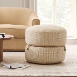 West Elm Modern Round Stacked Pouf
