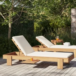 West Elm Monterey Outdoor Teak Chaise Lounge
