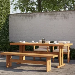 West Elm Monterey Outdoor Teak Extendable Dining Table (77"–107")