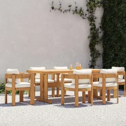 West Elm Monterey Outdoor Teak Extendable Dining Table (77"–107") & Dining Chairs Set