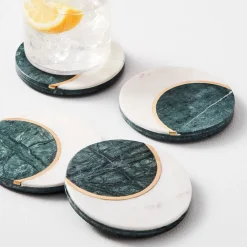 West Elm Moon Marble & Brass Coaster Sets