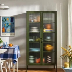 West Elm Mustard Made Collector Glass Cabinet