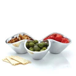 West Elm Nambe Bella Triple Condiment Server