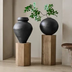 West Elm Natural Rustic Wood Plant Stands