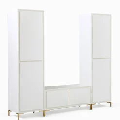 West Elm Nolan Entryway Closed Cabinets (2) & Bench Set