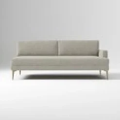 West Elm Open Box: Andes Right Arm 3-Seater Sofa - Twill Gravel, Blackened Brass