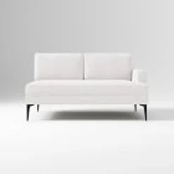West Elm Open Box: Andes Right-Arm 2 Seater Sofa - Performance Coastal Linen White, Dark Pewter
