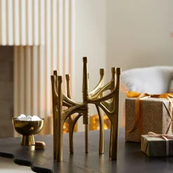West Elm Open Box: Art Deco Metal Menorah - Antique Brass