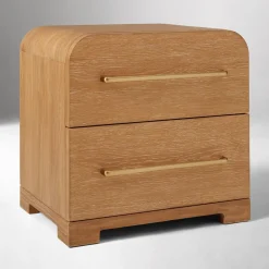 West Elm Open Box: Ava Cerused Nightstand (22") - Warm Cerused, Champagne Bronze