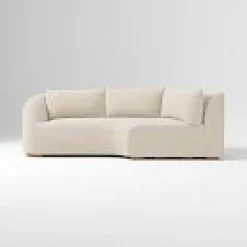 West Elm Open Box: Aviana Left Arm Wedge Return Sofa Bench - Performance Distressed Velvet Sand, Cool Walnut