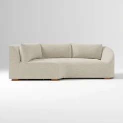 West Elm Open Box: Aviana Right-Arm Wedge Return Sofa - Performance Yarn Dyed Linen Weave Oatmeal, Cool Walnut
